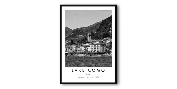 Lake Como Italy Black And White Minimalist Art Print