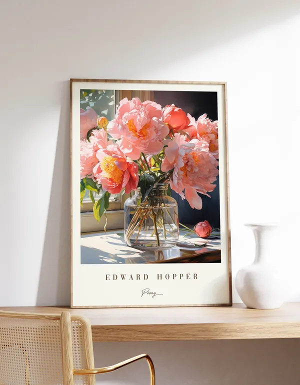 Peony Poster, Edward Hopper Vintage Wall Art