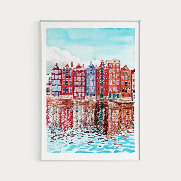 Amsterdam Travel Poster, Cityscape Poster Print