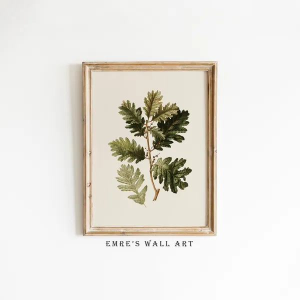Vintage Botanical Tree Branch Art Print, Rustic Sketch
