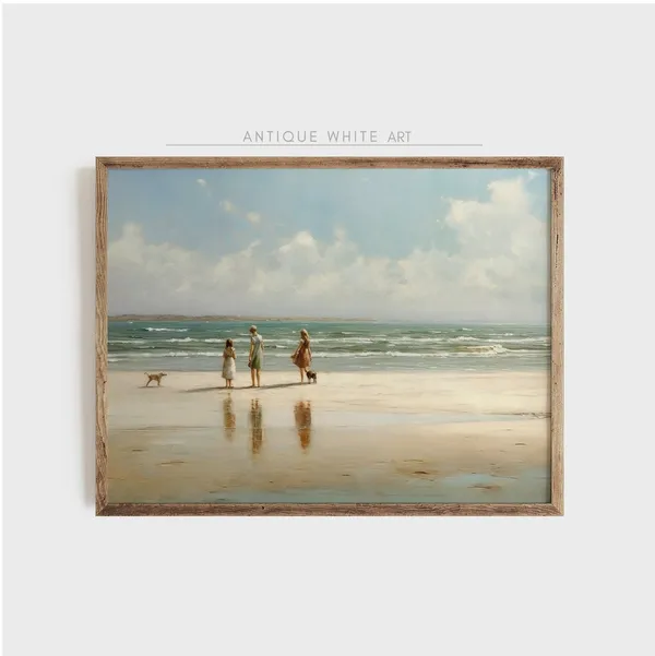 Soft Coastal Landscape Neutral Beach Art Print