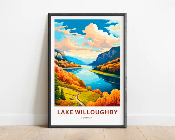 Lake Willoughby Travel Poster, Vermont Landscape