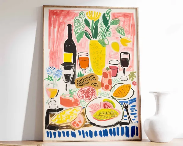 Colourful Vintage Food Print, Retro Kitchen Poster