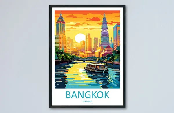 Bangkok Travel Poster, Thailand Wall Decor