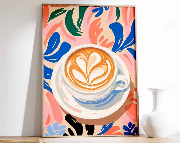Retro Coffee Print, Vintage Floral Kitchen Art Print