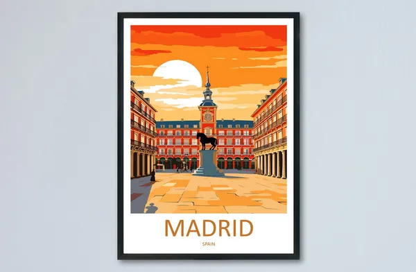 Madrid Travel Poster, Spain Home Decor for Art Lovers