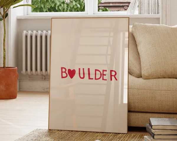 Boulder Colorado Minimalist Poster Print, Heart Decor