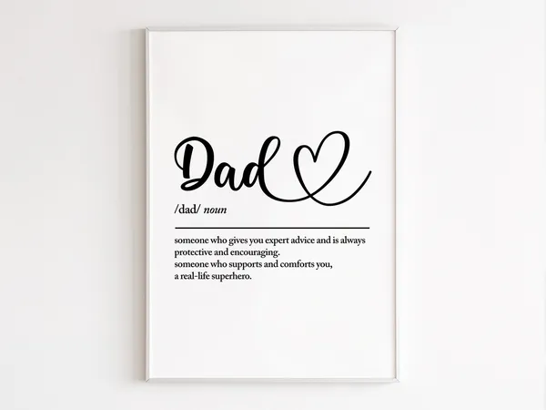 Dad Definition Wall Art, Birthday Gift From Kids