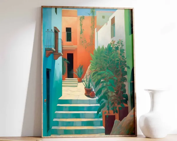 Morocco Vintage Travel Poster, Floral Decor Art Print
