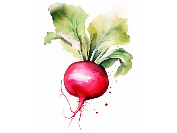 Radish Watercolor Painting, Rustic Farmhouse Art Print