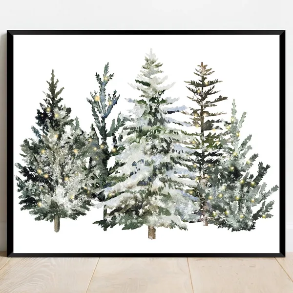 Christmas Trees Winter Holiday Art Print