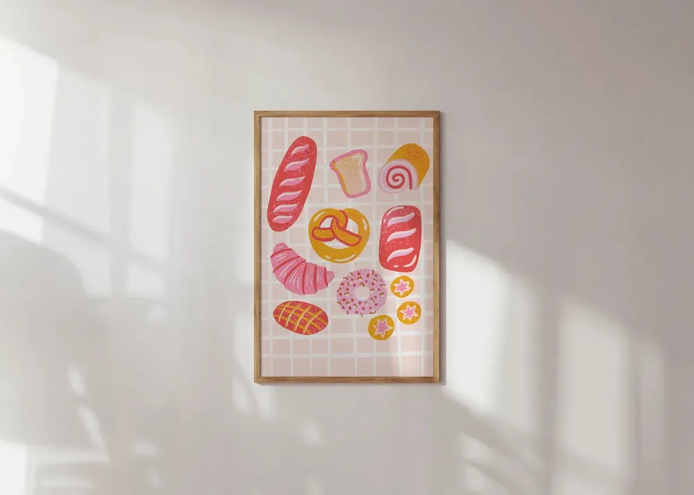 Bakery Bread Colorful Kitchen Art Print