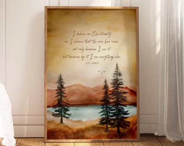 C.S. Lewis Christian Quote Watercolor Art Print