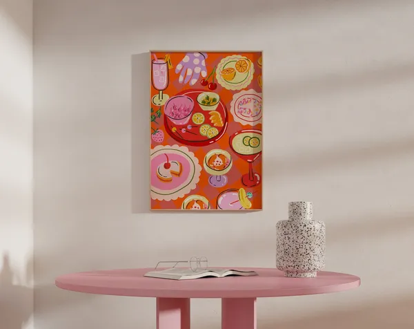 Colorful Food Still Life Art Print, Kitchen Decor