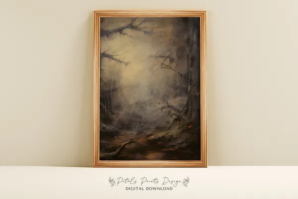 Halloween Webbing Rustic Vintage Art Print
