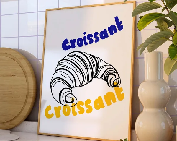 Croissant Minimalist Food Art Poster Print