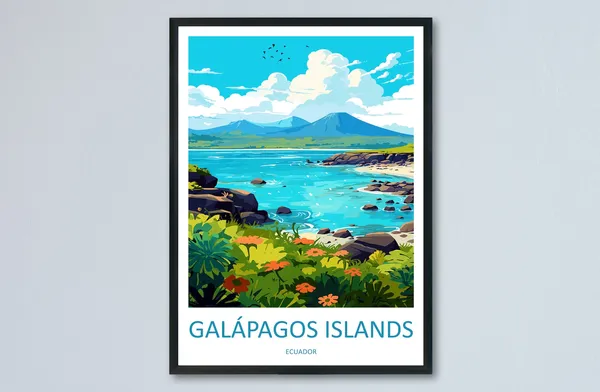 Galapagos Islands Travel Poster, Ecuador Wall Art
