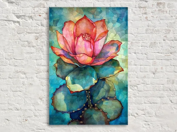 Mexican Cactus Bloom Watercolor Art Print, Southwest Decor