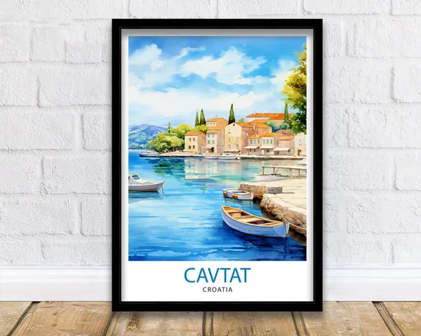 Cavtat Croatia Travel Poster, Europe Wall Decor