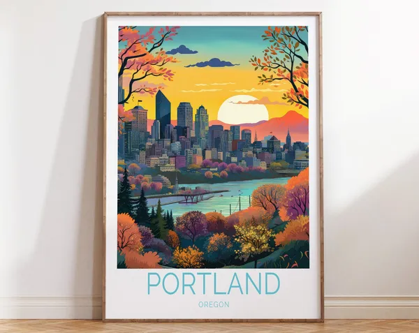 Portland Oregon Travel Poster, Urban Place Art Print