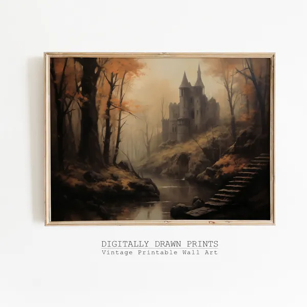Spooky Haunted Castle Vintage Halloween Art Print