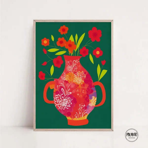 Abstract Floral Art Print, Eclectic Maximalist Decor