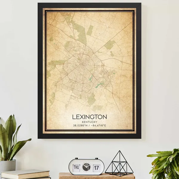 Vintage Lexington Kentucky Map Poster