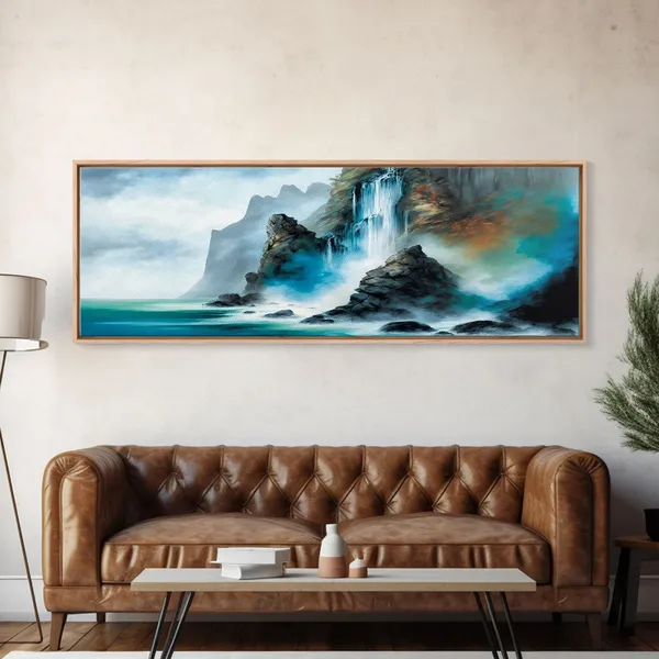 Fantasy Waterfall Panoramic Landscape Art Print