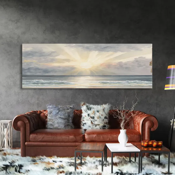 Sandy Beach Ocean Print, Abstract Coastal Seascape
