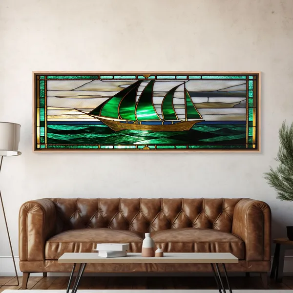 Art Deco Sailboat Stained Glass, Roaring 20s Poster
