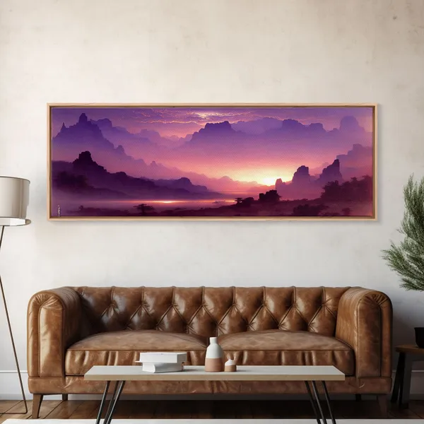 Beautiful Mountain Scene at Sunset, Wall Art Print