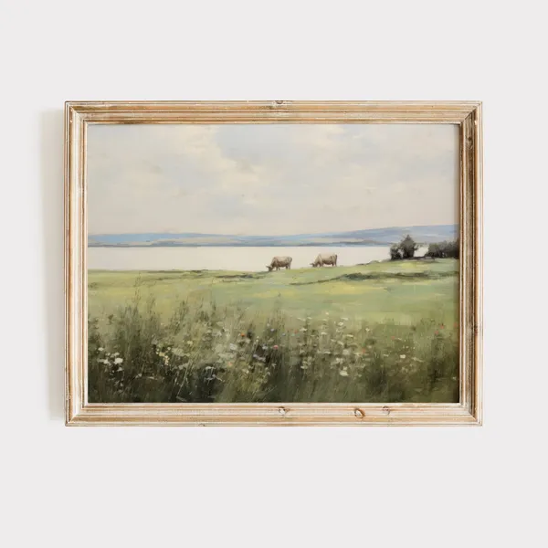 Rustic Spring Landscape Art Print, Farmhouse Decor