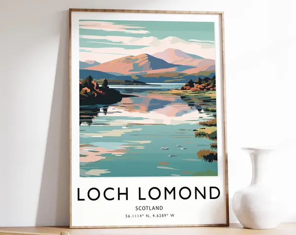 Loch Lomond Travel Poster, Scotland Travel Art