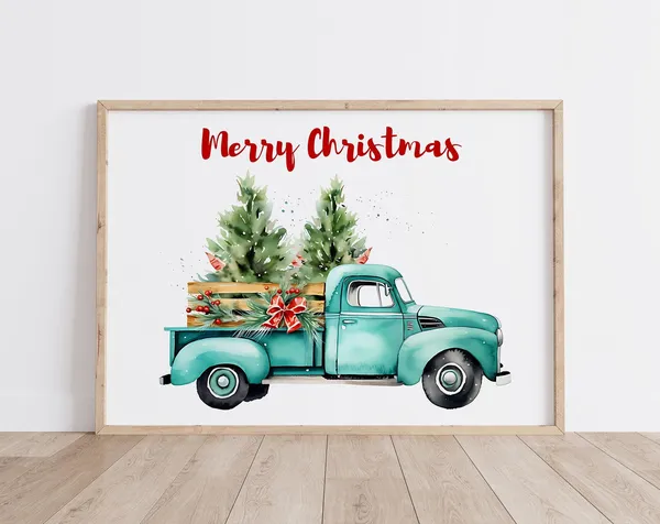 Merry Christmas Farmhouse Holiday Art Print