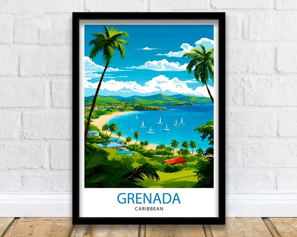Grenada Caribbean Travel Poster, Wall Decor