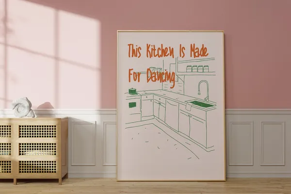 This Kitchen Is Made For Dancing Quote, Retro Art Print