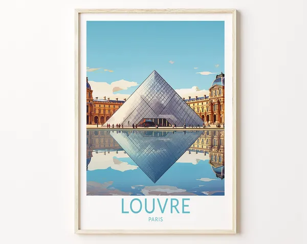 Louvre Paris Travel Poster, Museum Wall Art
