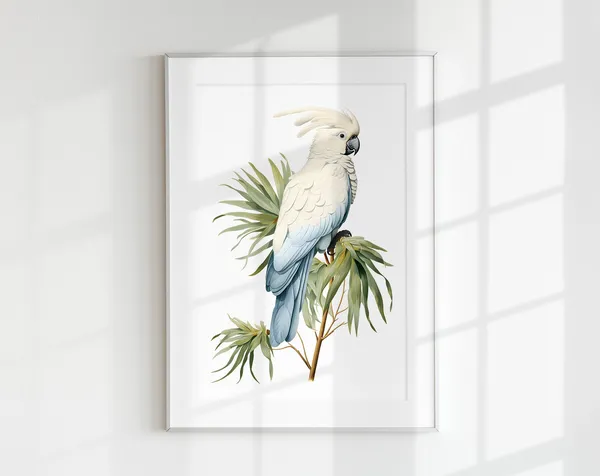 Palm Cockatoo Botanical Guide Bird Art Print