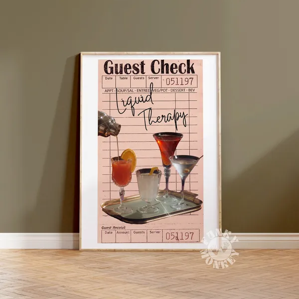 Guest Check Liquid Therapy Retro Cocktail Art Print