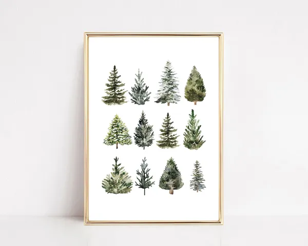 Farmhouse Christmas Pine Tree Art Print