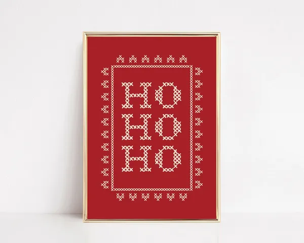 Ho Ho Ho Print, Kitschy Christmas Wall Art