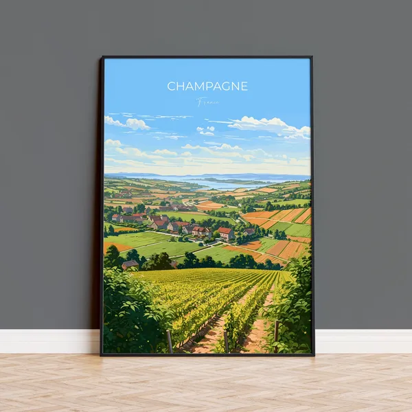 Champagne Travel Poster, Wine Region France Art Print