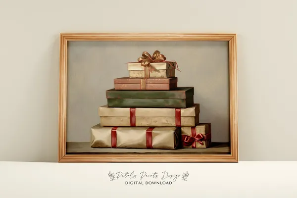 Vintage Christmas Wall Decor Present Art Print