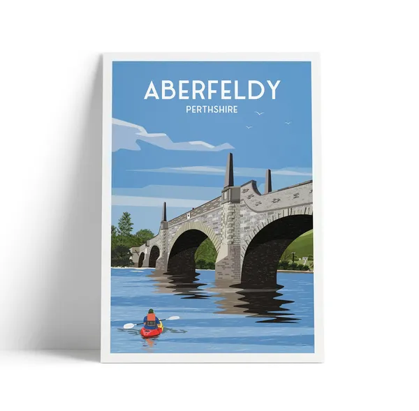 Aberfeldy Perthshire Travel Poster, Wades Bridge