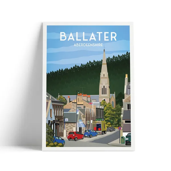 Ballater Travel Poster, Aberdeenshire Scotland