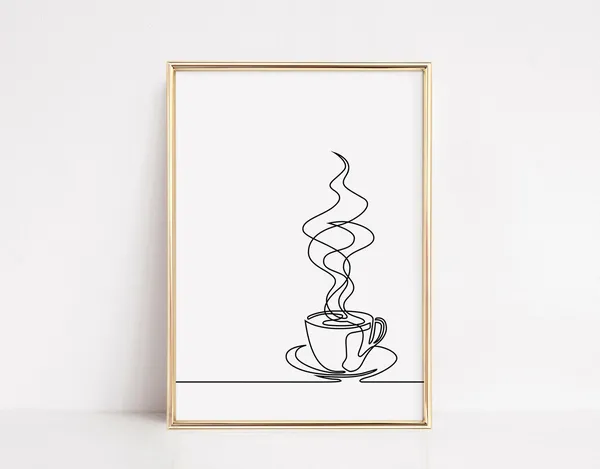 Coffee Line Art, Modern Kitchen Art Print