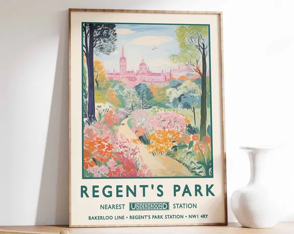 Regents Park London Botanical Gardens Vintage Art Print