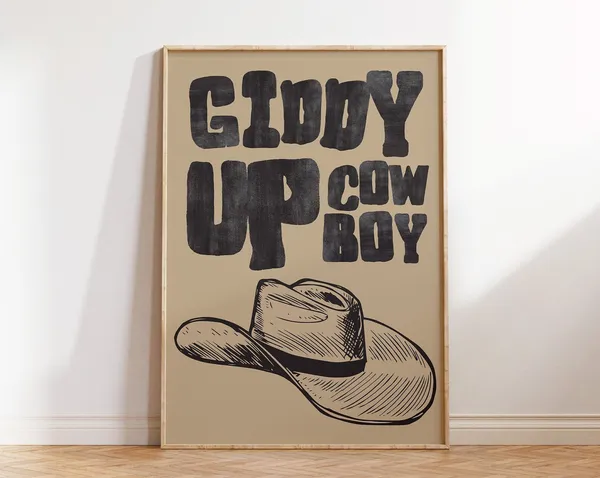 Retro Cowboy Poster, Vintage Western Art Print