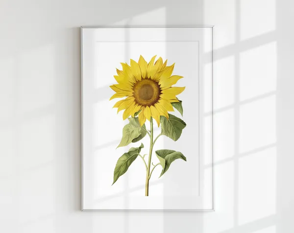 Sunflower Vintage Botanical Wall Art Print