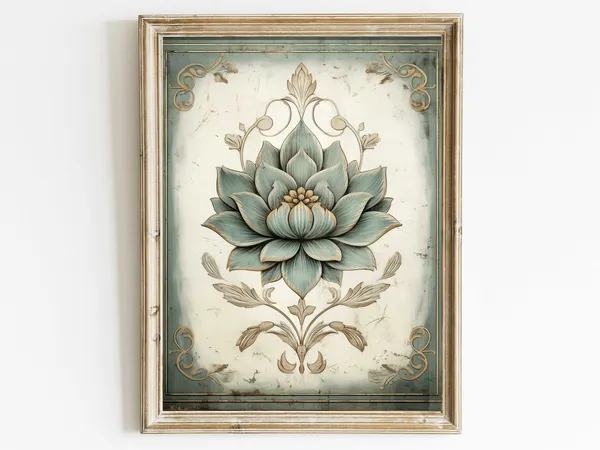 Ornamental Floral Abstract, Rustic Botanical Art Print